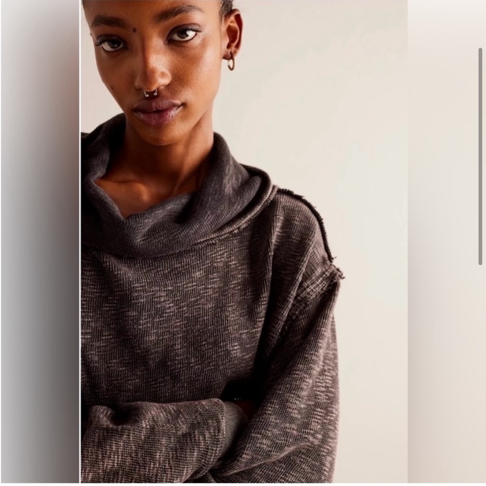 Free People Timmy Turtleneck‎ Oversized Grey Medium We The Free Sweatshirt Tunic